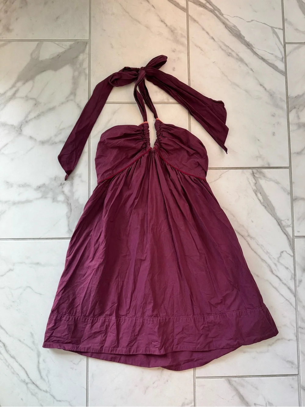 Zara Strapless Tie-Neck Dress in Deep Plum